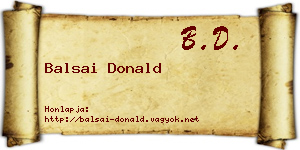 Balsai Donald névjegykártya